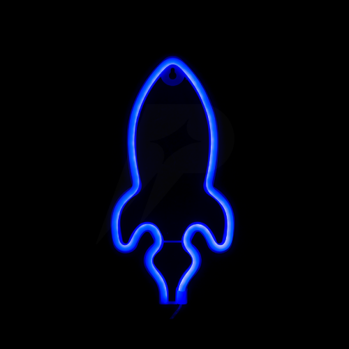 إضاءة نيون صاروخ أزرق