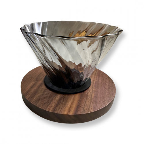 Funnel with wooden base 02 - transparent black
