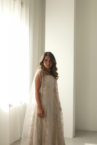 Linen dress with tulle dress