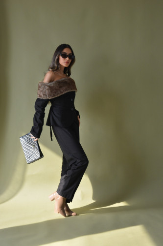 Linen set in black
