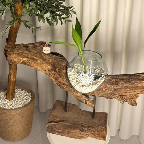 خشب طبيعي مع زجاج مُنصهر