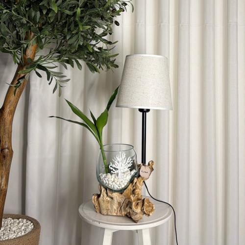 #10 ابجورة خشب طبيعي مع زجاج مُنصهر