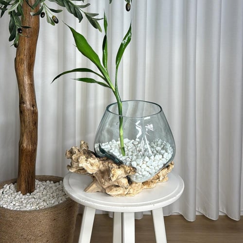 خشب طبيعي مع زجاج مُنصهر