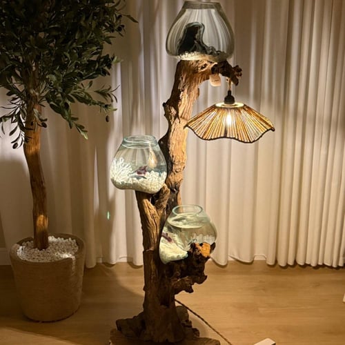 ابجورة خشب طبيعي مع زجاج مُنصهر