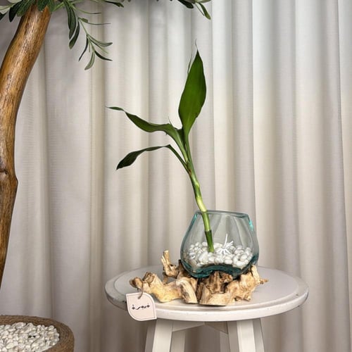 #18 خشب طبيعي مع زجاج مُنصهر