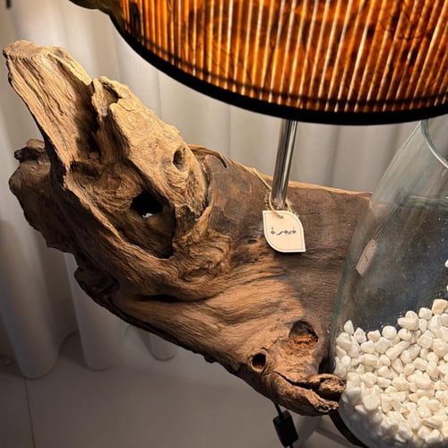 ابجورة خشب طبيعي مع زجاج مُنصهر