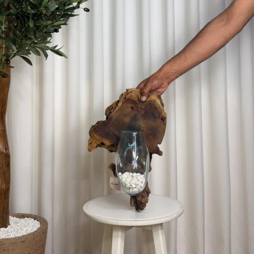 خشب طبيعي مع زجاج مُنصهر