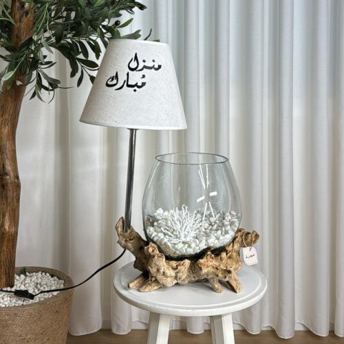 ابجورة خشب طبيعي مع زجاج مُنصهر