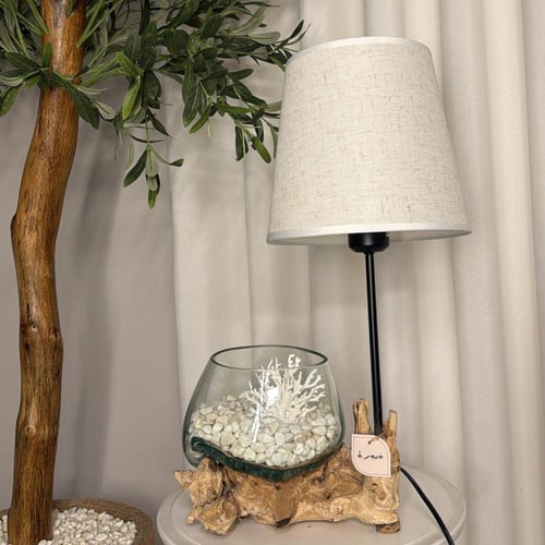 #1 ابجورة خشب طبيعي مع زجاج مُنصهر