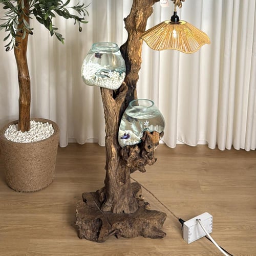 ابجورة خشب طبيعي مع زجاج مُنصهر