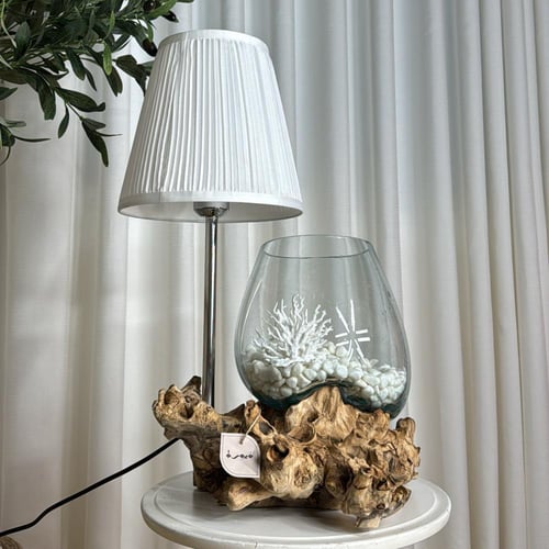 ابجورة خشب طبيعي مع زجاج مُنصهر