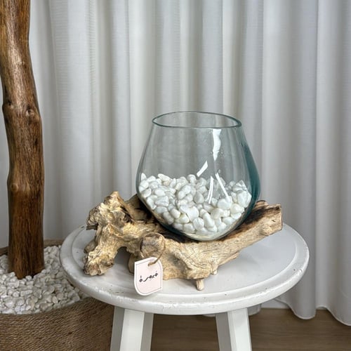 خشب طبيعي مع زجاج مُنصهر