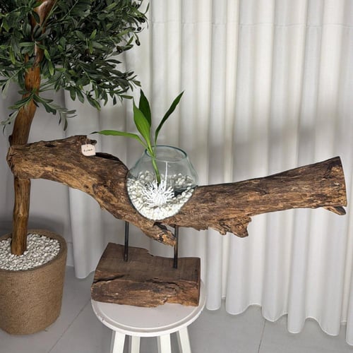 خشب طبيعي مع زجاج مُنصهر