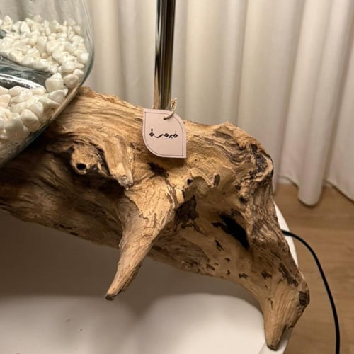 ابجورة خشب طبيعي مع زجاج مُنصهر