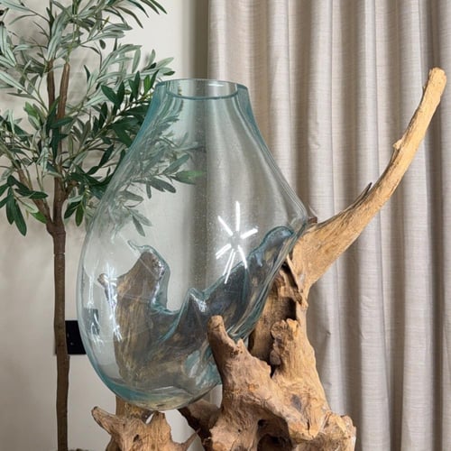 خشب طبيعي مع زجاج مُنصهر