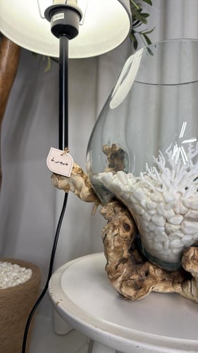 #6 ابجورة خشب طبيعي مع زجاج مُنصهر