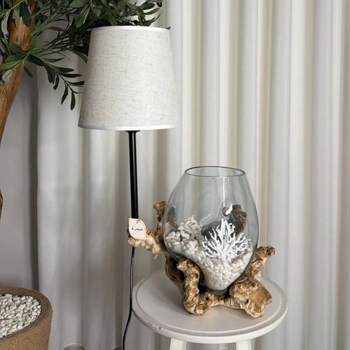 #6 ابجورة خشب طبيعي مع زجاج مُنصهر