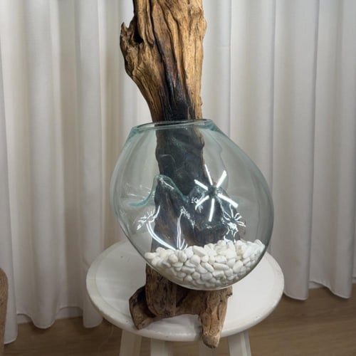 خشب طبيعي مع زجاج مُنصهر