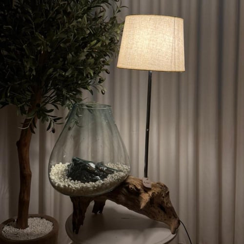 ابجورة خشب طبيعي مع زجاج مُنصهر