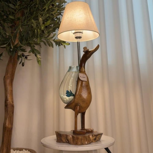 ابجورة بطه خشب طبيعي مع زجاج مُنصهر