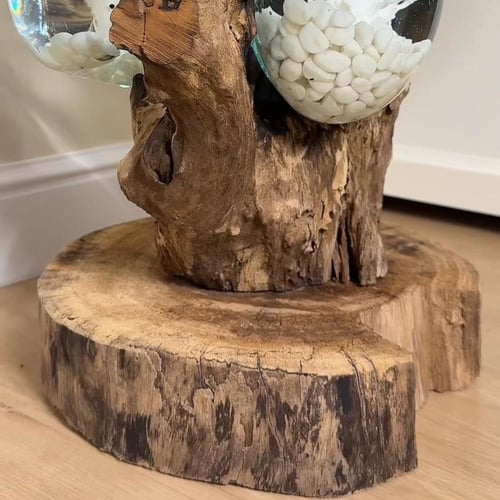 خشب طبيعي مع زجاج مُنصهر