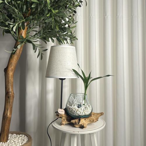 #5 ابجورة خشب طبيعي مع زجاج مُنصهر