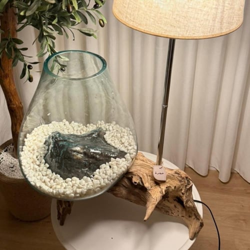 ابجورة خشب طبيعي مع زجاج مُنصهر