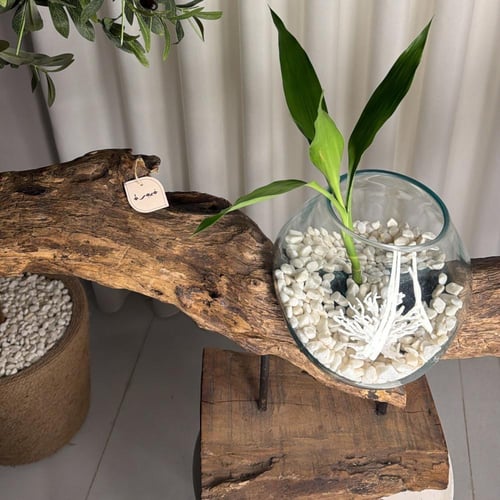 خشب طبيعي مع زجاج مُنصهر