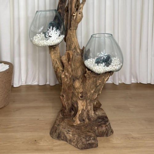 خشب طبيعي مع زجاج مُنصهر