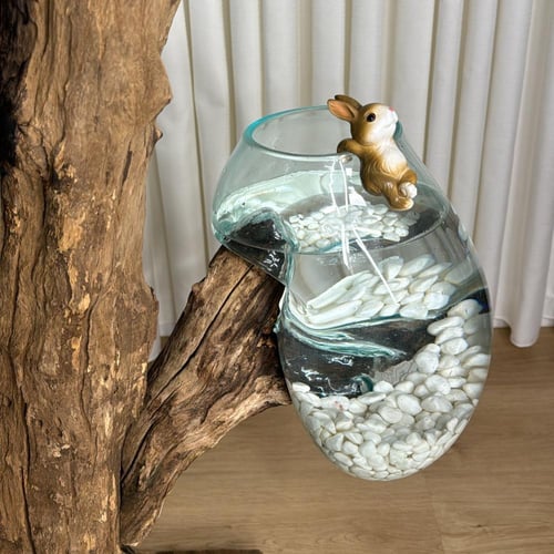 خشب طبيعي مع زجاج مُنصهر