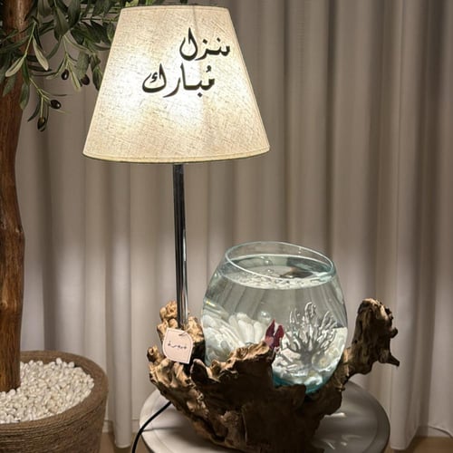 ابجورة خشب طبيعي مع زجاج مُنصهر