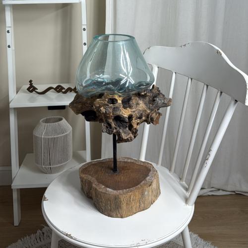 خشب طبيعي مع زجاج مُنصهر