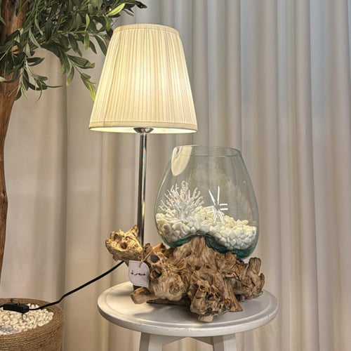 ابجورة خشب طبيعي مع زجاج مُنصهر