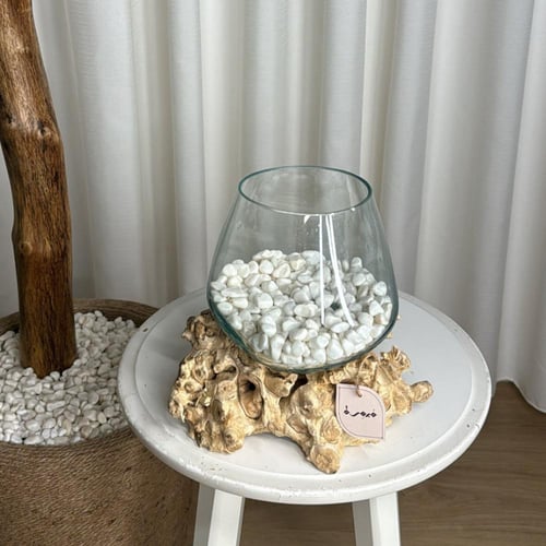 خشب طبيعي مع زجاج مُنصهر