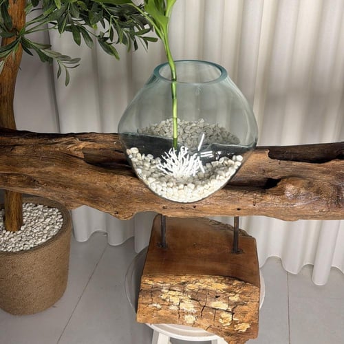 خشب طبيعي مع زجاج مُنصهر