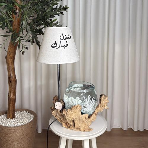 ابجورة خشب طبيعي مع زجاج مُنصهر