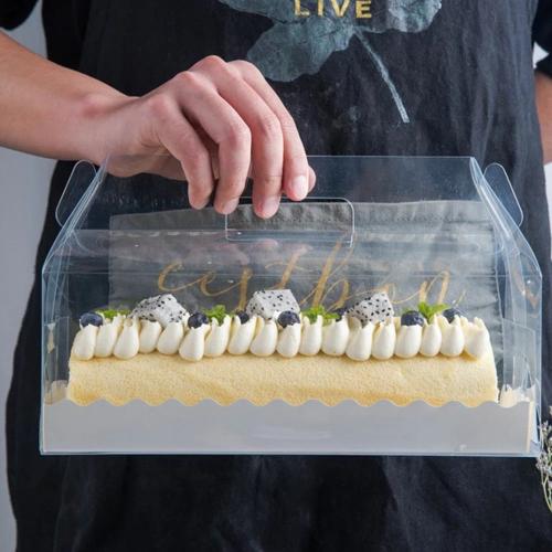 علب كيك شفاف بمسكه