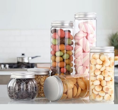 مرطمان بلاستيك بغطاء معدني 460 مل