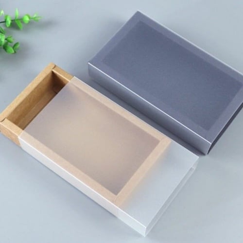 علب ورقية سحاب بغطاء شفاف