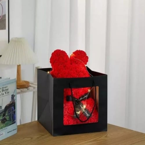 كيس ورقي مربع بنافذة 20*20 سم