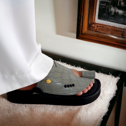 حذاء شرقي زبيرى-نقش التمساح رصاصي صناعة وطنية