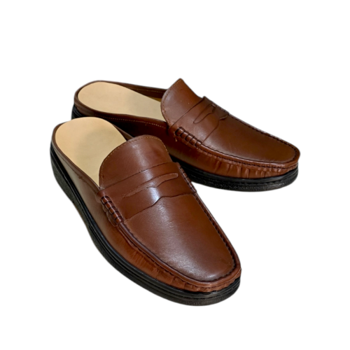 حذاء جلد طبيعي مفتوح من الخلف ( نعال )