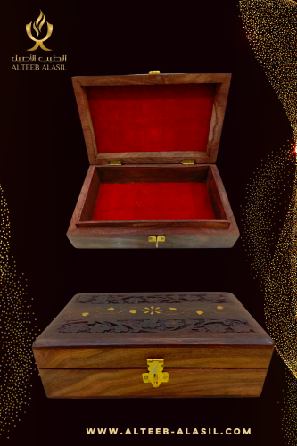 علبة هندية خشبية صناعة يدوية مطعمة بالنحاس حجم صغي...