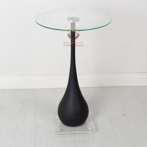 طاولة خدمة رخام صناعي السطح زجاج شفاف والقاعدة اكر...