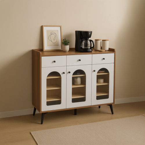 طاولة بوفيه خشبي متعدد الاستخدام لون بني