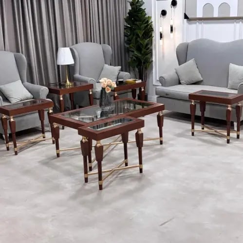 طقم طاولة تقديم بنى ( 4 طاولة خدمة )