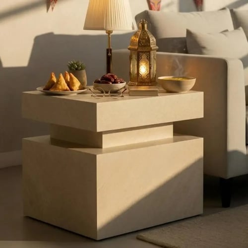 طاولة جانبية عصرية بديل الرخام خشن