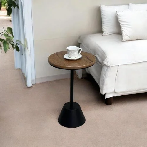 طاولة جانبيه صاج خشب بني