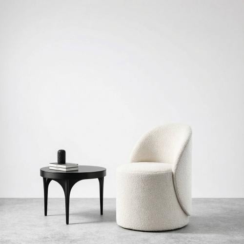 كرسي تسريحة صوف ابيض