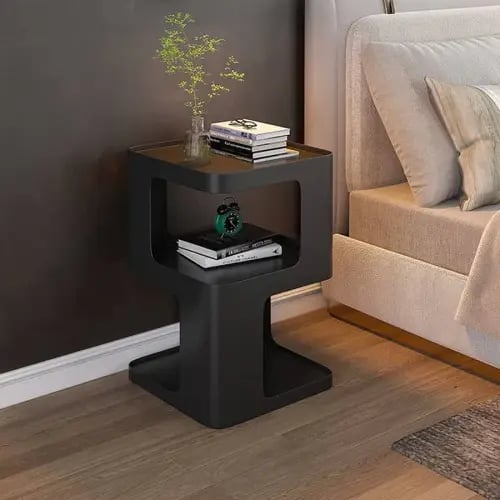 طاولة جانبية للسرير فخمة لون أسود